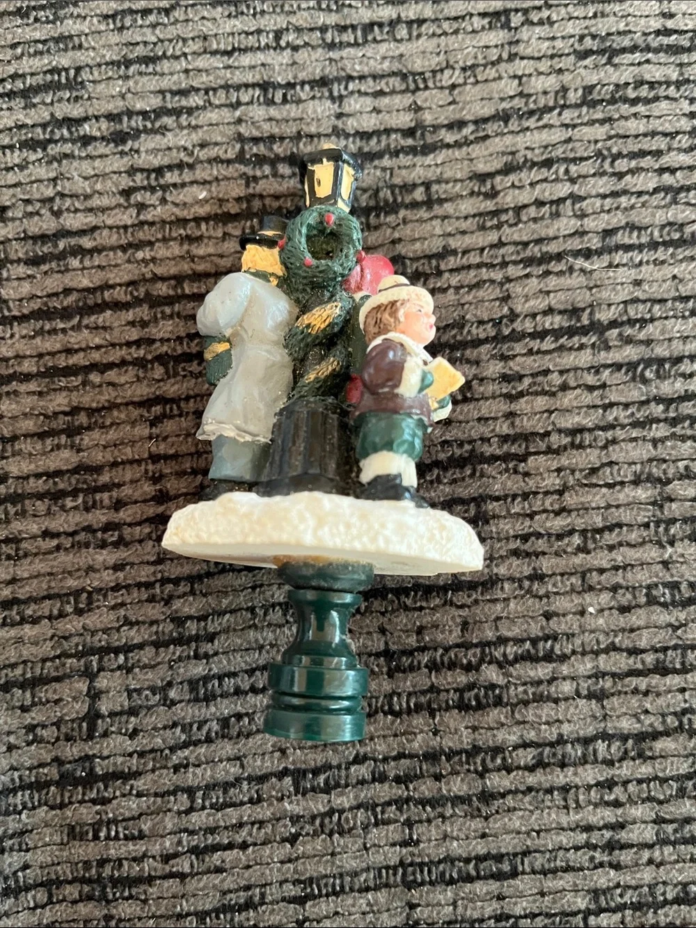Classic Red-Caroler Holiday Tree Topper with Green Base